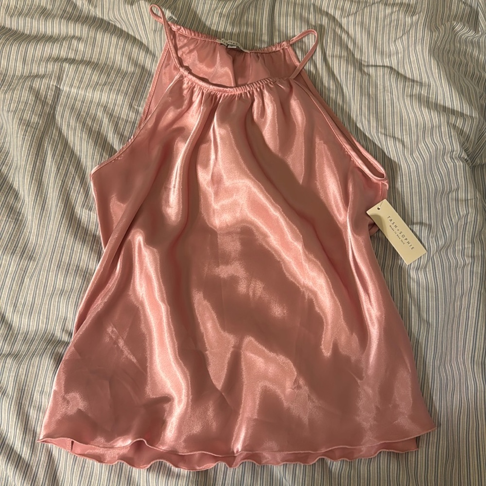 Pink silky top